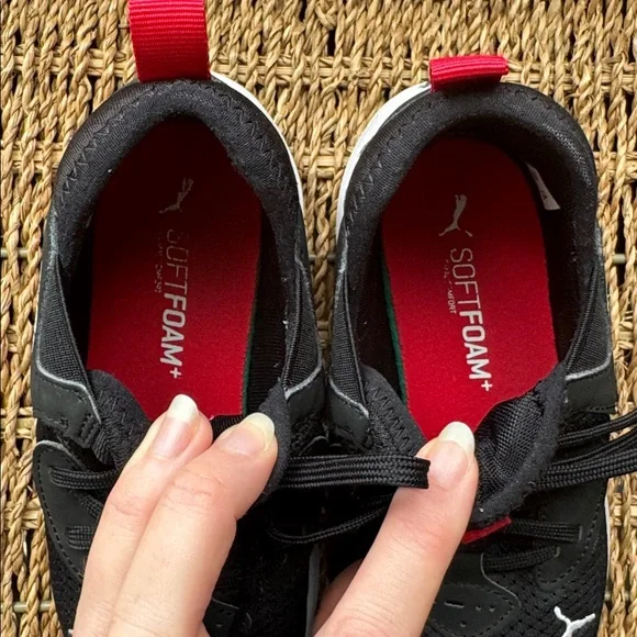 Kids Puma Black and Red Athletic Shoes - Picture 4 of 5